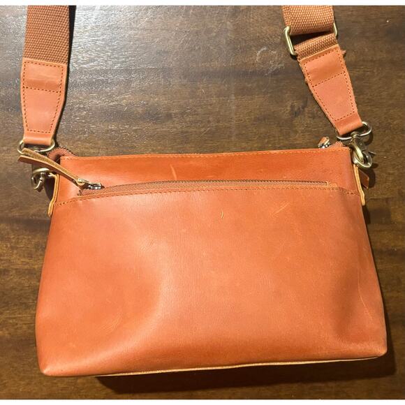 S-Zone Crossbody Bag Purse Leather RFID Tan - Picture 3 of 11